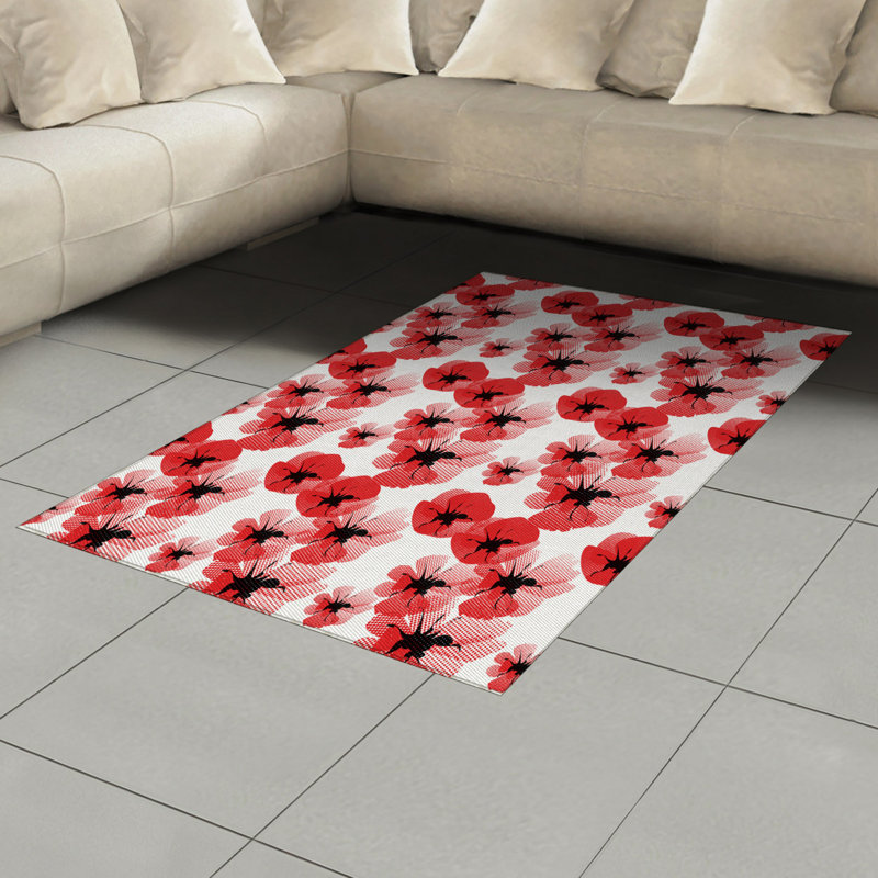East Urban Home Poppies Red Area Rug Wayfair